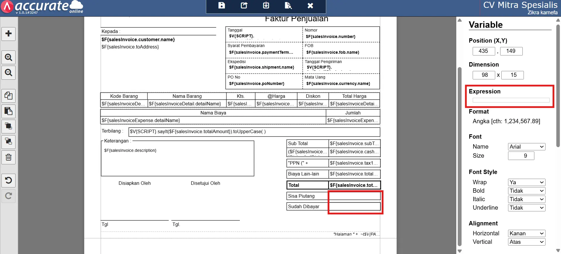 Cara menampilkan terbilang huruf kapital di faktur penjualan